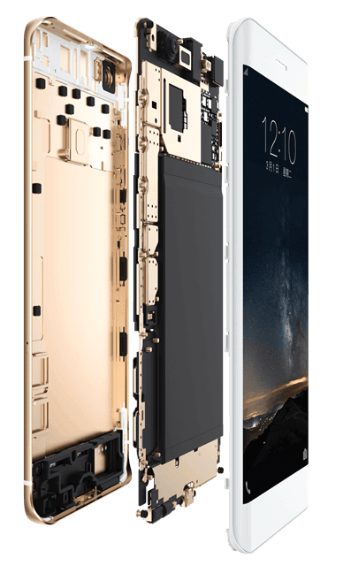 Phone internals: frame, logic board and display