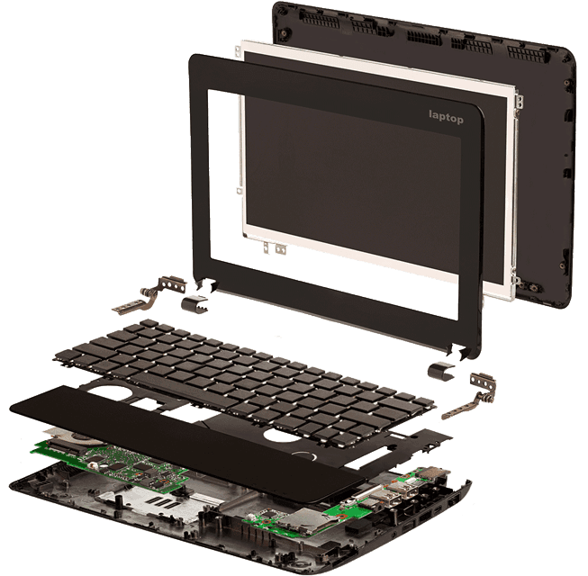 Laptop parts: display, keyboard and motherboard